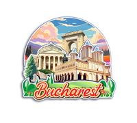Quwsne Magnete da frigorifero Bucarest Romania magnete da frigorifero souvenir di viaggio città regali turistici 3D classici punti di riferimento artigianali fatti a mano decorazione della casa -3984