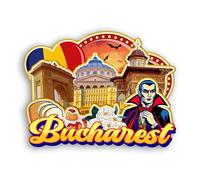 Quwsne Magnete da frigorifero Bucarest Romania magnete da frigorifero souvenir di viaggio città regali turistici 3D classici punti di riferimento artigianali fatti a mano decorazione della casa -2315
