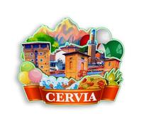Quwsne Magnete da frigorifero Cervia Italia magnete da frigorifero souvenir di viaggio città regali turistici 3D classici monumenti artigianali fatti a mano decorazione domestica -1270