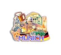 Quwsne Magnete da frigorifero con Monaco di Baviera, Germania, souvenir da viaggio in città, regali turistici, 3D, monumenti classici, artigianato fatto a mano, decorazione per la casa, 1389