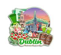 Quwsne Magnete da frigorifero Dublino Irlanda, souvenir da viaggio in città, regali turistici, 3D, monumenti classici, artigianato fatto a mano, decorazione per la casa -3941