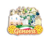 Quwsne Magnete da frigorifero Genova Italia, souvenir da viaggio, regali turistici 3D classici monumenti fatti a mano, decorazione per la casa, 1089