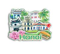 Quwsne Magnete da frigorifero Hanoi Vietnam magnete da frigorifero souvenir di viaggio città regali turistici 3D classici punti di riferimento artigianali fatti a mano decorazione della casa 1980