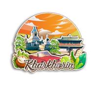 Quwsne Magnete da frigorifero Kharkhorin Mongolia magnete da frigorifero souvenir da viaggio in città regali turistici 3D classici punti di riferimento artigianali fatti a mano decorazione della casa