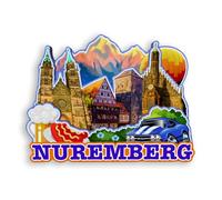 Quwsne Magnete da frigorifero Norimberga Germania magnete da frigorifero souvenir da viaggio in città regali turistici 3D classici punti di riferimento artigianali fatti a mano decorazione della casa