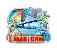Quwsne Magnete da frigorifero Oakland California America magnete da frigorifero souvenir di viaggio città regali turistici 3D classici punti di riferimento artigianali fatti a mano decorazione