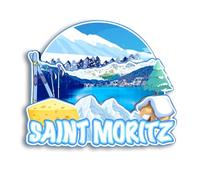Quwsne Magnete da frigorifero Saint Moritz Svizzera Magnete da frigorifero souvenir da viaggio in città regali turistici 3D classici punti di riferimento artigianali fatti a mano decorazione per la