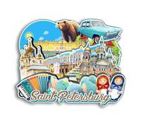 Quwsne Magnete da frigorifero San Pietroburgo Russia Magnete da frigorifero souvenir da viaggio in città regali turistici 3D classici monumenti artigianali fatti a mano decorazione per la casa -2522