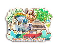 Quwsne Magnete da frigorifero San Salvador El Salvador Magnete da frigorifero souvenir da viaggio in città regali turistici 3D classici monumenti artigianali fatti a mano decorazione per la casa2171