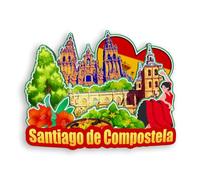 Quwsne Magnete da frigorifero Santiago de Compostela Spagna magnete da frigorifero souvenir di viaggio in città regali turistici 3D classici monumenti artigianali fatti a mano decorazione della casa