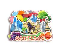 Quwsne Magnete da frigorifero Santiago del Cile magnete da frigorifero souvenir di viaggio città regali turistici 3D classici punti di riferimento artigianali fatti a mano decorazione della casa2052