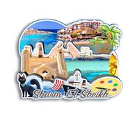 Quwsne Magnete da frigorifero Sharm El Sheikh Egitto Magnete da frigorifero souvenir da viaggio in città regali turistici 3D classici punti di riferimento artigianali fatti a mano decorazione per la