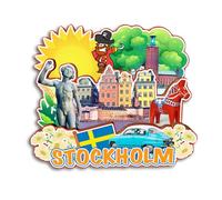 Quwsne Magnete da frigorifero Stoccolma Svezia magnete da frigorifero souvenir da viaggio città regali turistici 3D classici monumenti artigianali fatti a mano decorazione della casa -3931