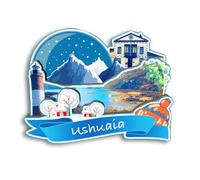 Quwsne Magnete da frigorifero Ushuaia Argentina Magnete da frigorifero souvenir da viaggio in città regali turistici 3D classici punti di riferimento artigianali fatti a mano decorazione per la