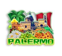 Quwsne Magnete per frigorifero Palermo Italia, souvenir da viaggio in città, regali turistici, 3D, monumenti classici, artigianato fatto a mano, decorazione per la casa -1275, QS-WC-1275