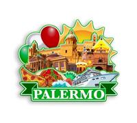 Quwsne Magnete per frigorifero Palermo Italia, souvenir da viaggio in città, regali turistici, 3D, monumenti classici, artigianato fatto a mano, decorazione per la casa -1276