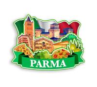 Quwsne Magnete per frigorifero Parma Italia, souvenir da viaggio in città, regali turistici, 3D, monumenti classici, artigianato fatto a mano, decorazione per la casa -1312, QS-WC-1312