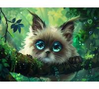 Quxaoqiao Adulti e Principianti Diamond Painting Pieno Pittura Art 5D Kit Gatto Carino Motivo Disegno Ricamo DIY Diamante Trapano Per Decorazione Casa e Pareti Craft Arts Trapano Tondo 35x45cm AE1130