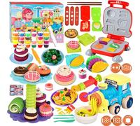 QUXV 85 Pezzi Pasta Modellare per Bambini Accessori Argilla Modellare Fai Da Te Pate Da Modelare per Hamburger e Pizza e Gelato, Giocattolo Creativo Regalo