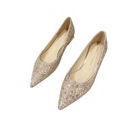 QUXVUIS 2 Pezzi Delicate e comode Scarpe da Tennis in Fibra di Pelle per Le Donne Mocassini in Gomma da Sposa con Paillettes a Punta Donna, Champagne, 37.1