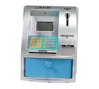 QUXVUIS Bancomat Progettato per Bambini con Funzione di Allarme e riconoscimento della Password Che incoraggia Il coinvolgimento Attivo nel Risparmio, Blu Argento, 13x13.5x17 cm