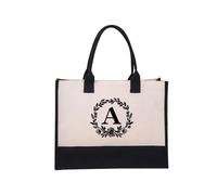 QUXVUIS Borsa in tela Grande spazio di archiviazione per organizzatori di feste Borsa in tela cotone con lettere dall'aspetto semplice ed elegante, Un fiore