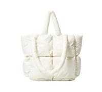 QUXVUIS Borsa tote imbottita calda e aderente con imbottitura in piumino di cotone Spazio interno generoso Borsa a tracolla in nylon facile da trasportare, Bianco