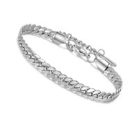 QUXVUIS Bracciale da 6 mm in acciaio al titanio spesso Bracciale rigido in tinta unita Gioielli stile alla moda Catena a mano intrecciata universale da indossare tutti i giorni