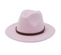 QUXVUIS Cappello con fibbia per cintura Inverno Alla moda Solido Elegante Cappellino a Per tesa larga Lana calda per bambini Matrimonio Festa in chiesa, Rosa, 58 cm