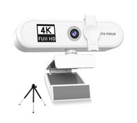 QUXVUIS Computer Webcam USB Online Meeting Conference Regolabile PC Camera Web Cam Videocamera Live Streaming Videochiamata, bianco, 4K