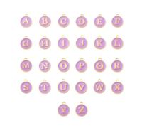 QUXVUIS Confezione da 26 ciondoli con lettere dalla A alla Z che fanno risultati Ciondolo appeso a mano Bracciale in lega piatta con ciondolo in lega, Viola