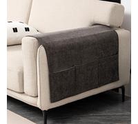 QUXVUIS Copri bracciolo Organizer per divano Tessuto in ciniglia antipolvere e resistente all'usura Funzione di stoccaggio Tasche laterali per riporre, grigio, 60 * 110 cm