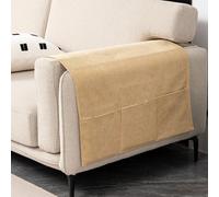 QUXVUIS Copri bracciolo Organizer per divano Tessuto in ciniglia antipolvere e resistente all'usura Funzione di stoccaggio Tasche laterali per riporre, giallo, 60 * 110 cm