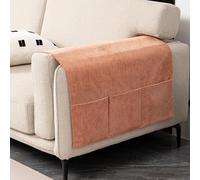 QUXVUIS Copri bracciolo Organizer per divano Tessuto in ciniglia antipolvere e resistente all'usura Funzione di stoccaggio Tasche laterali per riporre, arancia, 60 * 110 cm