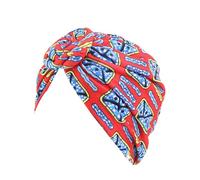 QUXVUIS Copricapo in stile bohémien per le donne Copricapo pre-legato a forma di V Cappello da notte Cappello pieghettato Zucchetto Copricapo fantasia Swirly, rosso