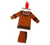 QUXVUIS Costume cosplay di Halloween L'abito indiano nativo presenta un copricapo Per unico che offre un look accattivante per i bambini negli spettacoli, Marrone, Taglia XL per ragazzo