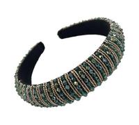 QUXVUIS Fasce per capelli con strass di cristallo con perline Accessori per lo styling dei capelli alla moda Fasce per Copricapo Regalo per donna Spiaggia, Verde