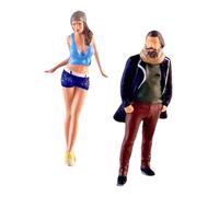 QUXVUIS Figure di personaggi da collezione per diorama, ragazza con le gambe lunghe e zio con sciarpa artistica, scena in miniatura multiuso, utilizza figure