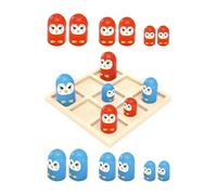 QUXVUIS Gioco del tris, regali unici per bambini dai 3 in su, gioco di dama interattivo per genitori e figli, pinguino, tavola 12x12cm