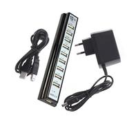 QUXVUIS Hub splitter USB 2.0 per tastiera a 10 porte con caricatore Expander Cavo dati portatile Accessorio per adattatore di conversione dell'alimentazione