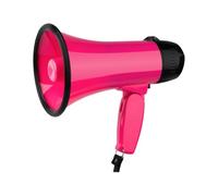 QUXVUIS Megafono con corno ricaricabile da 25 Watt, altoparlante portatile per bambini, registrazione di sport all'aperto con funzione di allarme, microfono, altoparlante, Rosa Rossa, 22x14x14cm