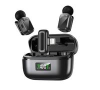 QUXVUIS Microfono portatile wireless ABS con tecnologia di cancellazione del rumore, facile da usare, di trasmissione 30 metri, Lampi