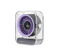 QUXVUIS Mini ventilatore silenzioso con pale a turbina e batteria da 4000 mAh, schermo LED che mostra il livello della batteria, ventilatore in acrilico, da tavolo portatile, viola