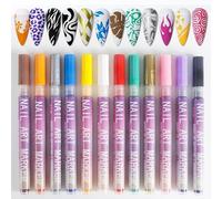 QUXVUIS Nail art semplice con set di 12 penne colorate per nail art e penne per smalto 3D che garantiscono risultati professionali ogni Per volta. Pennarelli acrilici impermeabili ad asciugatura