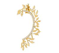 QUXVUIS Orecchini con strass da donna Senza clip per orecchio trafitto Polsino con ciondolo a forma di foglia Orecchino geometrico Gancio per l'orecchio Incontri di nozze per feste, Oro