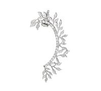 QUXVUIS Orecchini con strass da donna Senza clip per orecchio trafitto Polsino con ciondolo a forma di foglia Orecchino geometrico Gancio per l'orecchio Incontri di nozze per feste, Bianco