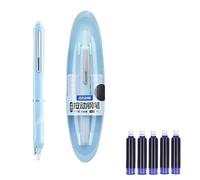 QUXVUIS Penna stilografica retrattile Fountain Writing 5 No Leakage 0,38 mm Inchiostro per stilografica Inchiostro trasparente anti-perdite Retrattile, blu