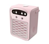 QUXVUIS Piccolo ventilatore elettrico con altoparlante Bluetooth per auto e ufficio, umidificatore ABS, condizionatore d'aria Bluetooth, rosa