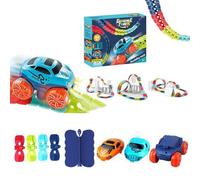 QUXVUIS Pista da corsa antigravitazionale con binari che cambiano liberamente con effetti di luce emozionanti per auto per bambini, set di piste da corsa per, 184 pezzi