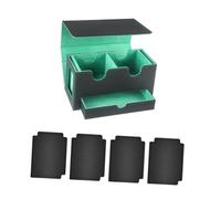 QUXVUIS Porta carte da gioco, organizer con ampia capacità, per custodire la collezione di carte da gioco, con finestra trasparente, per bambini, giocattoli, Verde interiore, 22.8x9.5x12.2 cm